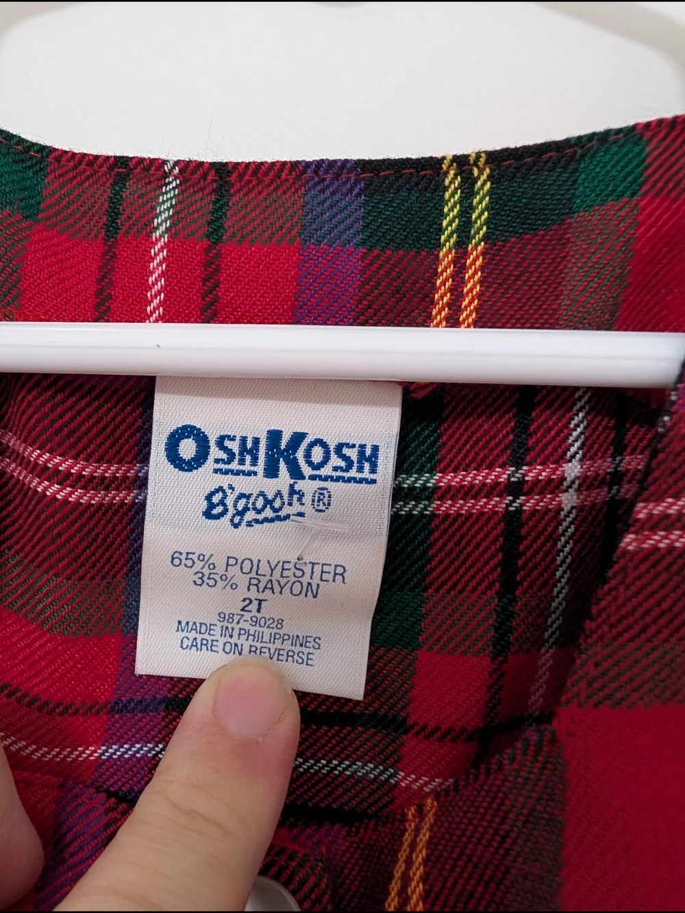 Vintage OshKosh B'gosh 2T Red Tartan Plaid Christmas Jumper Dress